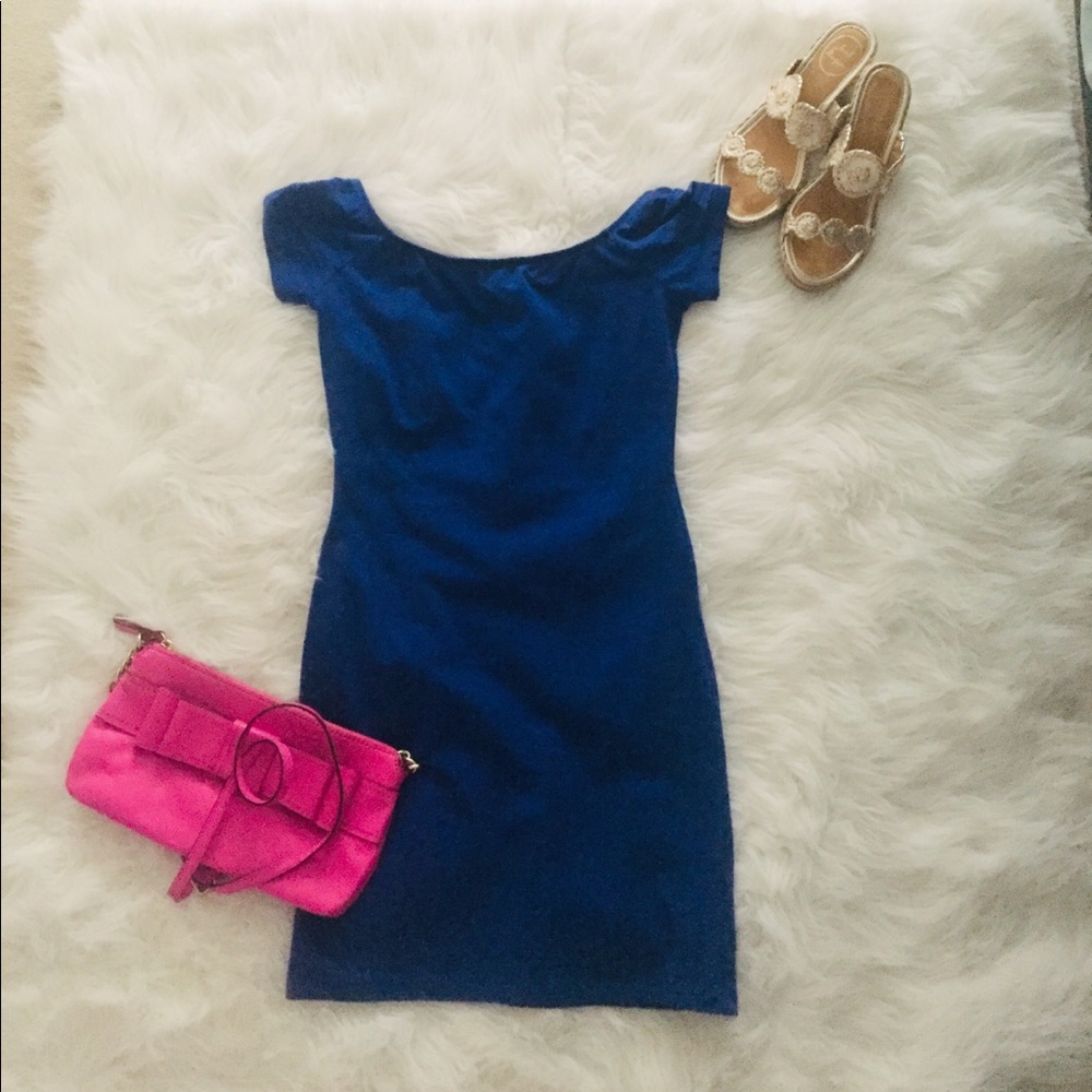 ASOS off the shoulder blue dress